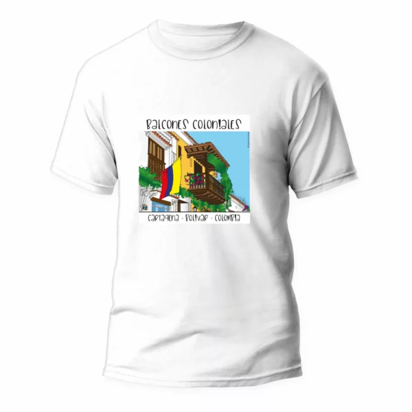 Camisetas colombianas Cartagena "Balcones coloniales"