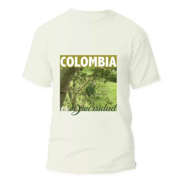 RegalosColombianos.com - Camiseta Colombia es Diversidad - Loro Orejiamarillo